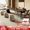 Mesa de Té de Madera Maciza para Hogar, Sala de Estar, Oficina, Mesa de Té Moderna Minimalista de Lujo Ligero, Nuevo Modelo 2025 Mesa para Preparar Té