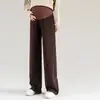 Pantalones de Pierna Ancha con Forro de Forro Polar para Maternidad de Primavera y Otoño para Mujer 2026 Nuevos Tallas Grandes Sueltos Rectos Adelgazantes Casuales para Mamás Embarazadas