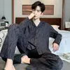 Pijama Nuevo de Algodón para Hombre Yunduo Primavera y Otoño Manga Larga Estilo Caliente de Transmisión en Vivo Douyin Se Puede Usar Afuera Conjunto de Ropa para el Hogar Primavera y Verano