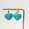 Pendientes de Aro con Forma de Corazón Rojo Esmaltado con Diamantes Angola, Pendientes de Estilo de Moda de Lujo Ligero y Gama Alta para Mujer, Aros de Corazón
