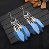 Aretes Turquesa Bohemios Europeos y Americanos Retro Búho Geométricos Atrapasueños Pluma Borla Aretes Mujeres