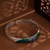Estilo Étnico Azul Quemado Retro Sutra del Corazón Pulsera de Pegamento de Pavo Real Esmalte de Cloisonné Fénix Pulsera Regalo de Cumpleaños