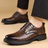 Sapatos de Couro Wenzhou 2025 Outono Marrom Sapatos de Casamento para Noivo Novos Sapatos Masculinos Sapatos Derby Retrô de Negócios Sapatos Formais de Couro