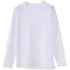 Camiseta Blanca de Manga Larga de Algodón Puro Estilo Holgado Perezoso para Mujer Primavera y Otoño Diseño con Abertura Lateral Top Base Holgado para Superponer