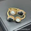 Novo bracelete de pérola barroca natural e jade, joias de pedra bruta irregular de nicho europeu e americano, fornecimento de pulseira aberta