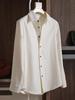 Camisa Empilhada Espessa Lixada Estilo Hong Kong Vintage Moda Feminina Para Trabalho Solta Emagrecedora Manga Longa Camisa Externa