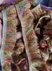 Renda com franjas de fio de algodão, borlas, fio de poliéster espesso, base de algodão, borda, cores fluorescentes, decoração colorida