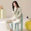 Comercio Electrónico Transfronterizo Comercio Exterior Pura Algodón Manga Larga Pantalón Largo Pijama Otoño Nuevo Cárdigan Hombres y Mujeres Ropa de Casa Conjunto de Dos Piezas