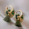 Nuevos Pendientes Retro Estilo Chino de Yang Mi, Pendientes con Borlas Antiguas Estilo Chino, Pendientes Ligeros de Lujo con Forma de Abanico para Mujer
