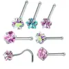 Piercing de Nariz Estrela de Cinco Pontas em Aço Inoxidável, Piercing de Nariz com Barra Única de Zircônia, Piercing de Nariz Personalizado, Barra Reta, Barra Curva, Piercing de Nariz em S, Atacado de Fábrica