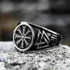 Guerrero de Acero Vikingo Nórdico anillo de acero inoxidable para hombre vintage aoding triángulo anillo de titanio pulsera venta al por mayor