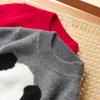 Suéter Engrosado 100% Lana Pura para Hombres, Mujeres y Niños, Mismo Estilo Suéter de Cuello Medio Alto con Base Jacquard de Dibujo Animado de Panda