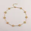 Acero de Titanio Cadena para Clavícula de 10 Pétalos Collar de Trébol de Cuatro Hojas de 10 Pétalos Horno 18K Colorfast Lujo Ligero Nicho Exclusivo Transfronterizo Suministro