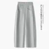 Calça Banana Casual Vermelha para Mulheres, Novo Estilo Verão 2026, Cintura Alta Elástica, Caimento Solto