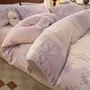 Juego de Cama Casual Tallado de Terciopelo de Leche de Cuatro Piezas Invierno Engrosado Doble Cara con Forro Polar Cubierta de Edredón de Terciopelo Coral para Cama Sábanas Juego de Tres Piezas