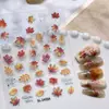 Adesivos de Unha Folha de Bordo Flamejante com Estampagem Dourada com Adesivo Plano Versátil Outono e Inverno Folha de Bordo Adesivos de Arte para Unhas DIY Acessórios Estilo Sl