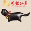 Adorno de Escritorio Gato de Cola Larga de Sándalo Verde, Gatito Creativo de Cola Larga de Madera Yiming Xianyuan, Regalo Creativo de Gato