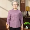 Camisas para mulheres de meia-idade e idosas, blusas de algodão para mães, mangas três quartos, roupas casuais para idosos, peças de verão leves e elegantes para avós