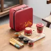 Juego de té de viaje Guochao Wenchuang Qianli Jiangshan para el hogar, negocios, regalo de acompañamiento para enviar a clientes, regalo para imprimir logo