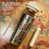 Copo Isolado de Parede Dupla em Titânio Puro Dunhuang, Copo de Café Estiloso e Portátil, Copo com Canudo Adequado para Carro, Garrafa de Água de Titânio, Conjunto de Presente