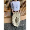 Calça Jeans Khaki Yuyi Estilo Básico Retrô Americano Perna Curva Solta Emagrecedora Versátil Longa LQ1553