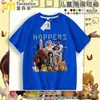Plano de Transformação de Castor Novo Transfronteiriço Camiseta de Algodão Puro de Manga Curta para Crianças Roupa de Verão Tops de Meia-Manga para Meninos e Meninas Hoppers