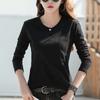 Camiseta de manga larga estilo coreano para otoño e invierno, ajustada y adelgazante, para mujer, prenda interior sencilla y reductora de edad.