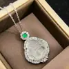Collar de acero de titanio con cadena para clavícula femenina, imitación de calcedonia de hielo alta natural, Buda, accesorios de regalo de cumpleaños avanzados, venta al por mayor en vivo