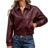 Chaqueta Corta de Cuero de Ajuste Holgado Retro Nueva para Mujer, para Viajar al Trabajo, Casual, Estilo Coreano, Sofisticada, Abrigo de Otoño para Mujer