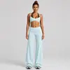 Conjunto de yoga transfronteiriço com gola halter, design falso de duas peças, alças ajustáveis, regata esportiva de secagem rápida e conjunto de calças compridas para corrida e fitness