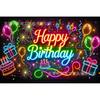 Telón de Fondo Fluorescente Feliz Cumpleaños de Amazon Transfronterizo Banner de Decoración para el Primer Cumpleaños Bandera de Arreglo de Ambiente de Fiesta