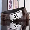 Cinturón de Piel de Vaca Hebilla Automática Cinturón de Hombre Patrón de Cocodrilo Negocio Nueva Moda Versátil Cinturón de Pantalón Casual Celebridad de Internet