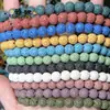 4-12Mma+Pedra de Lava Vulcânica Contas Redondas Coloridas Colar de Contas Acessórios de Joias DIY Produtos Semi-Acabados Atacado