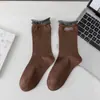 Meias Femininas Angorá Vermelho Tendência com Letra Frontal Estilo Europeu Estilo Ocidental Meia-calça Média Meias da Moda Toque de Luxo Meias Vermelho Cyber Combinação de Cores