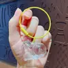Cápsula de Armazenamento de Pelos de Gato Azul Transparente Pingente Gashapon Caixa de Armazenamento de Pelos de Gato Pingente de Chaveiro Coleta de Pelos de Gato