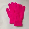 Luvas de Tricô Outono e Inverno com Estampa, Estilo Adulto, Cor Sólida, Acrílico Quente, Lã Elástica de Dedo Inteiro, À Prova de Frio, Fluorescente