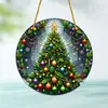 Tema de Árvore de Natal Transfronteiriço Pegador Acrílico Redondo Colorido Enfeites de Janela Pendurados Vitrais Pingentes