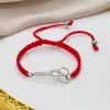 Colgante de Nuevo Producto Transfronterizo con Cuerda Trenzada Ajustable para Mujer, Versátil, Patrón de Tijeras de Acero Inoxidable, Pulsera Lista para la Venta