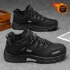 Zapatos de Exterior para Hombre Otoño e Invierno Impermeables, Antideslizantes y Resistentes al Desgaste Zapatos de Senderismo para Hombres de Mediana Edad Cálidos y de Terciopelo Zapatos de Viaje Zapatos de Papá
