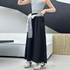 Calças Casuais de Verão de Seda Gelo para Meninas 2025 Nova Moda Estilo Coreano Moderno Calças Cropped de Perna Larga para Crianças Mais Velhas