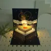 Cartão de Cumprimentos de Aniversário com Luz Musical Estéreo 3D Presente de Aniversário Cartão Dobrável com Coração Luminoso Bênção de Bolo Cartão de Cumprimentos