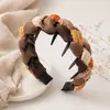 Faixa de Cabelo Color Block Tecido Retrô Outono e Inverno com Dentes, Faixa Antiderrapante para Volume Craniano Elevado, Acessório de Cabelo Presilha para Uso Diário para Mulheres