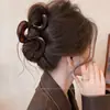 Pinza de Agarre Geométrica Estampado de Leopardo para Mujer 2025 Nuevo Clip de Tiburón de Alto Nivel Volumen Capilar Tamaño Grande Pasador Clip para la Parte Trasera de la Cabeza Adorno para el Cabello