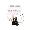 Pendientes de aleación con perlas, nueve pares, elegantes pendientes de borlas apiladas, con personalidad transfronteriza europea y americana de Amazon para verano.