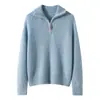 26 Nuevo Patrón Otoño/Invierno Cachemir Grueso Cálido Media Cremallera Jersey Suéter de Punto para Mujer Camiseta Base