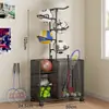 Rack de Armazenamento para Basquete para Sala de Estar em Casa Cesta de Armazenamento para Raquete de Badminton Vôlei Rack de Armazenamento Multifuncional para Futebol Tapete de Yoga