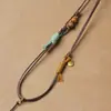 Cordón para colgante tejido a mano con colgantes de oro y jade, estilo elegante y artístico, adecuado tanto para hombres como para mujeres, cordón para el cuello ajustable, disponible al por mayor