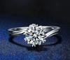 Anillo de diamantes de simulación de seis garras de alta gama para mujer, moda simple, anillos de boda de moissanita para parejas al por mayor