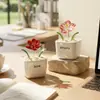 Adorno de artesanía en vidrio de Zibo, flor de nacimiento de diciembre, planta verde floral de vidrio artificial, decoración de escritorio, regalo creativo