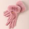 Luvas Quentes para Mulheres no Inverno, Espessadas com Lã, Fofas, à Prova de Vento, Espessadas com Lã, Adequadas para Ciclismo ao Ar Livre, Luvas Quentes com Tela Sensível ao Toque